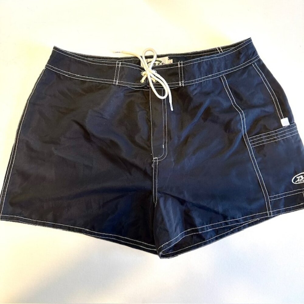 BW Sport Black White Lightweight Shorts Pocket Tie Front Women size 16